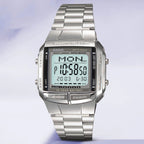 Vintage Unisex Quartz Silver Dial Digital Stainless Steel Watch DB27