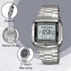 Vintage Unisex Quartz Silver Dial Digital Stainless Steel Watch DB27