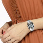 Vintage Unisex Quartz Silver Dial Digital Stainless Steel Watch DB27