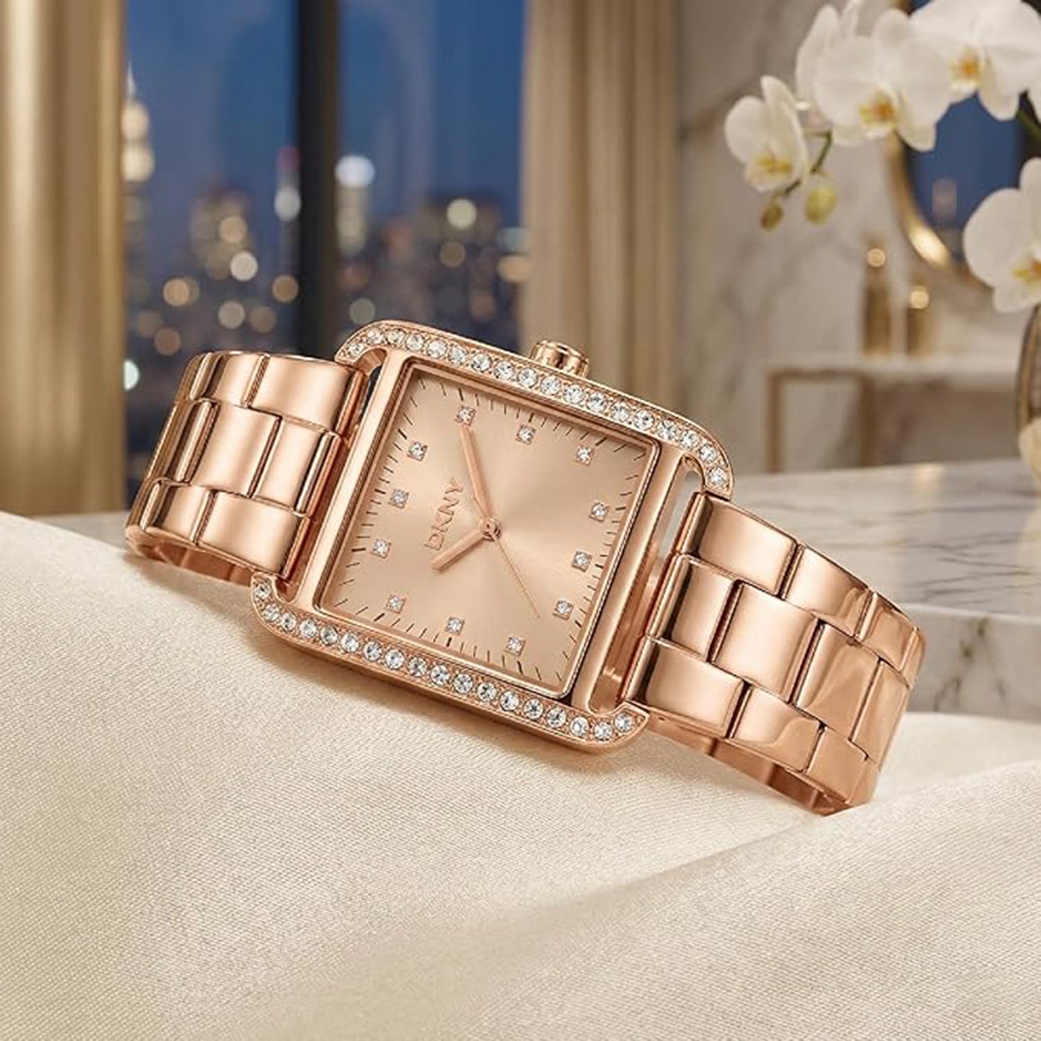 City Glitz Women Quartz Rose Gold Dial Analog Stainless Steel Watch DK1L003M0035