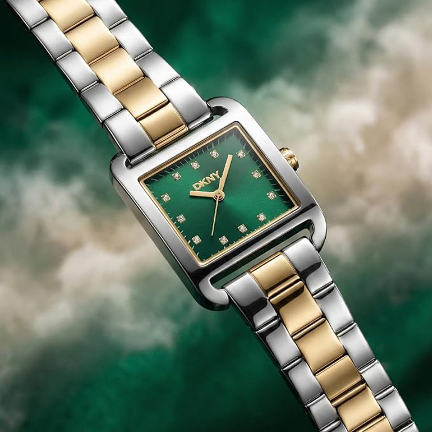 City Midi Women Quartz Green Dial Analog Stainless Steel Watch DK1L004M0075