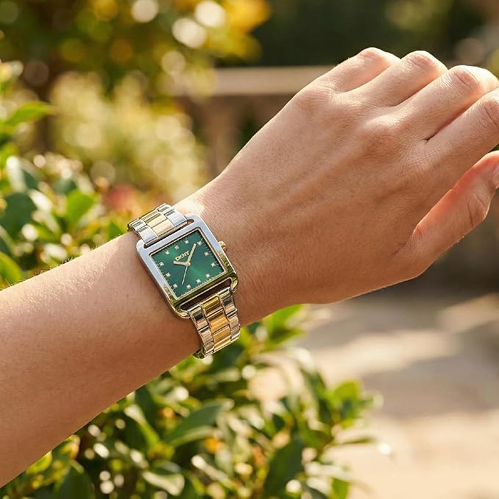 City Midi Women Quartz Green Dial Analog Stainless Steel Watch DK1L004M0075