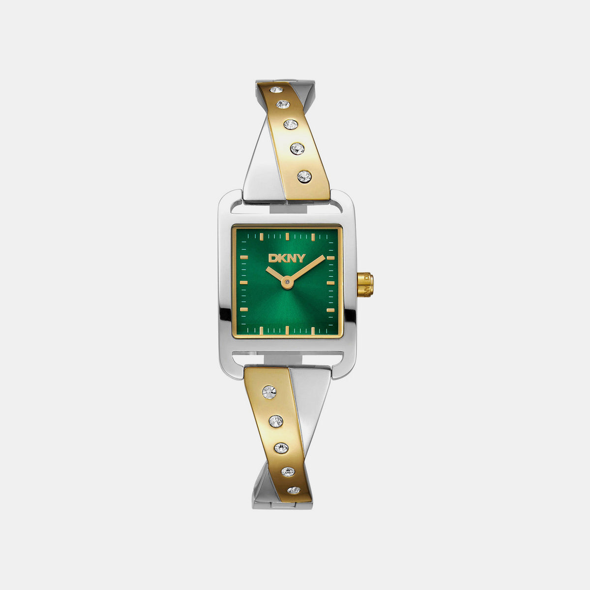 City Bangle Women Quartz Green Dial Analog Stainless Steel Watch DK1L005M0045