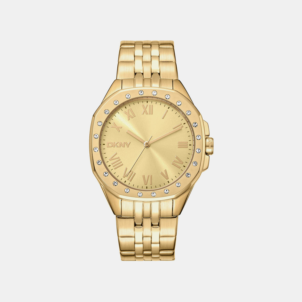 Brooklyn Maxi Women Quartz Champagne Dial Analog Stainless Steel Watch DK1L011M0045