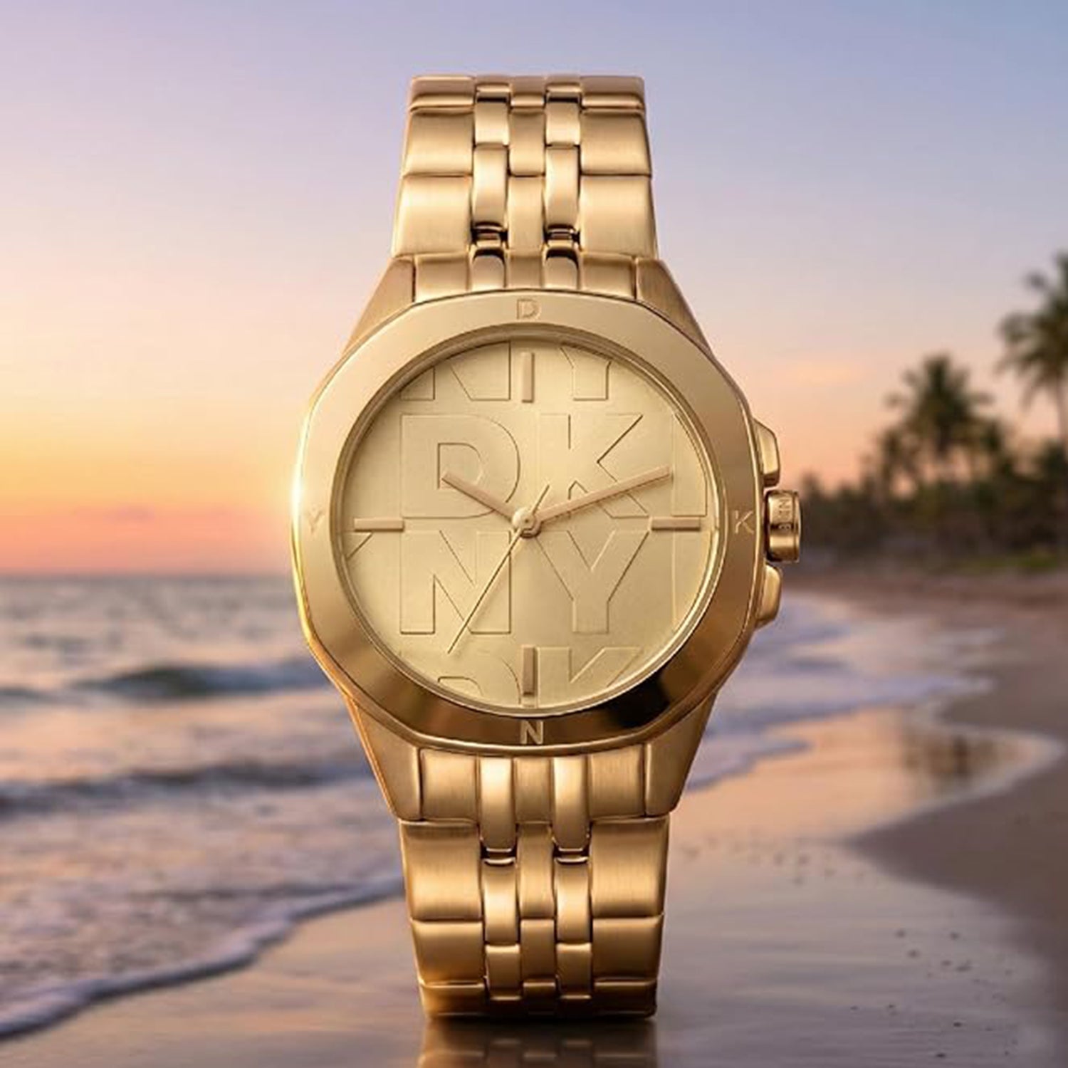 Brooklyn Midi Women Quartz Champagne Dial Analog Stainless Steel Watch DK1L012M0065