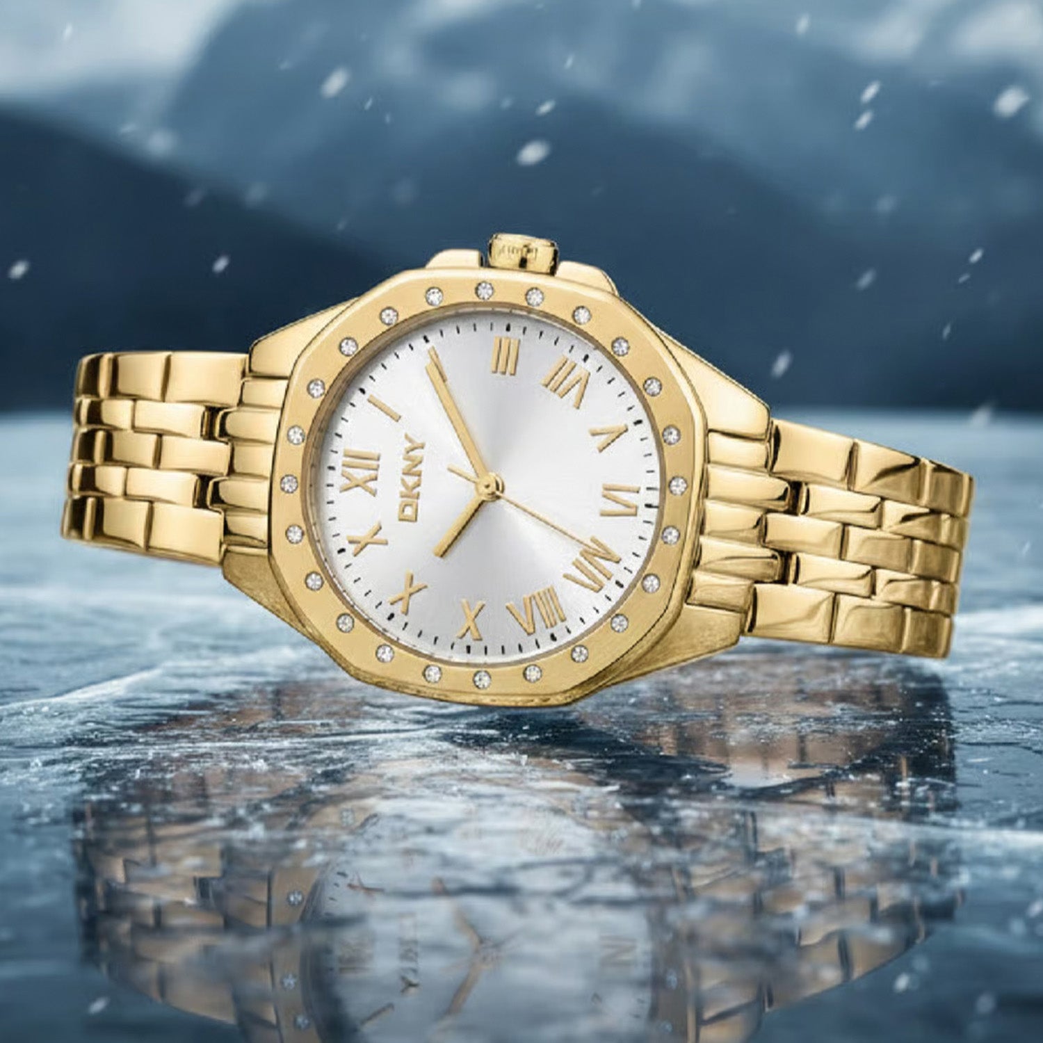 Brooklyn Mini Women Quartz Silver Dial Analog Stainless Steel Watch DK1L013M0065