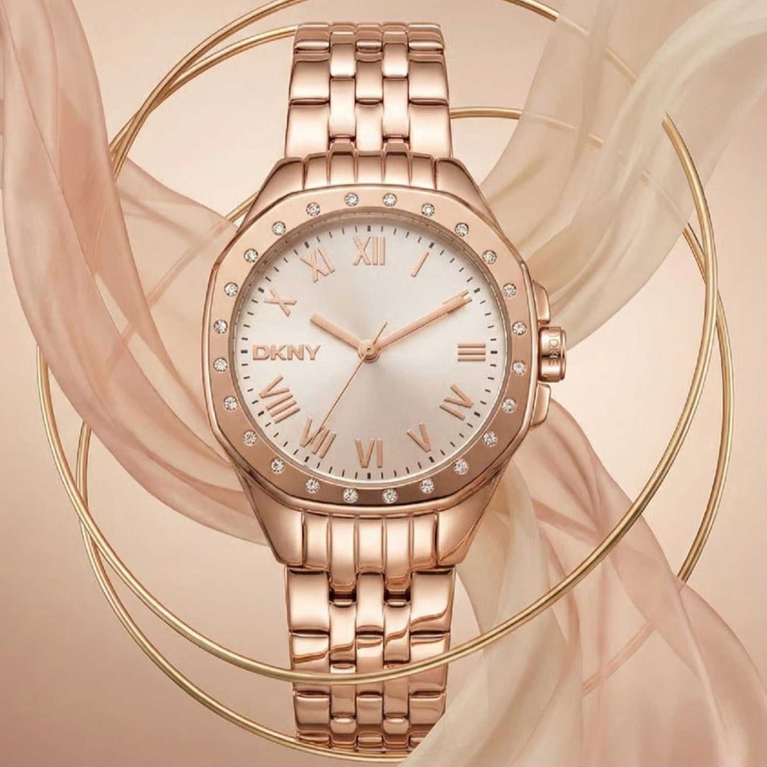 Brooklyn Mini Women Quartz Silver Dial Analog Stainless Steel Watch DK1L013M0075