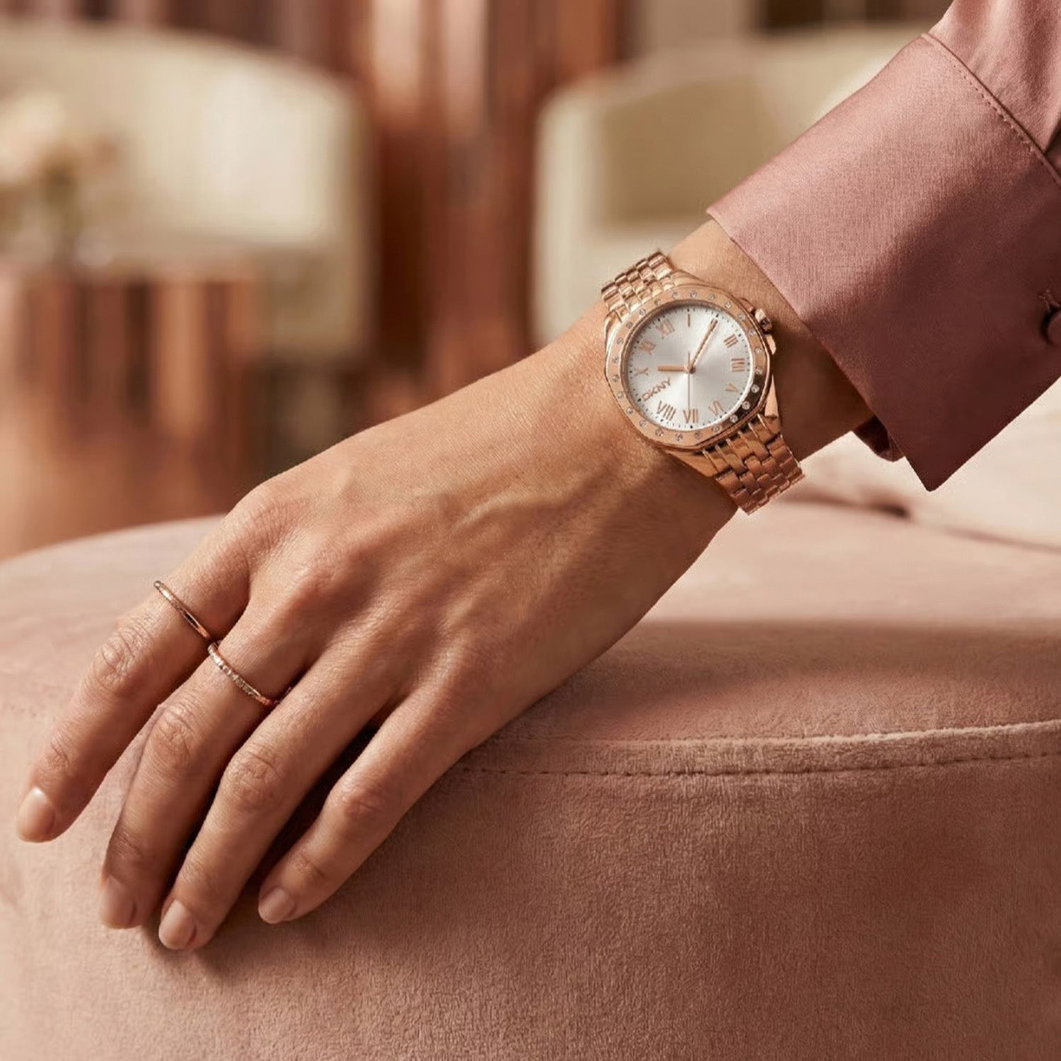 Brooklyn Mini Women Quartz Silver Dial Analog Stainless Steel Watch DK1L013M0075