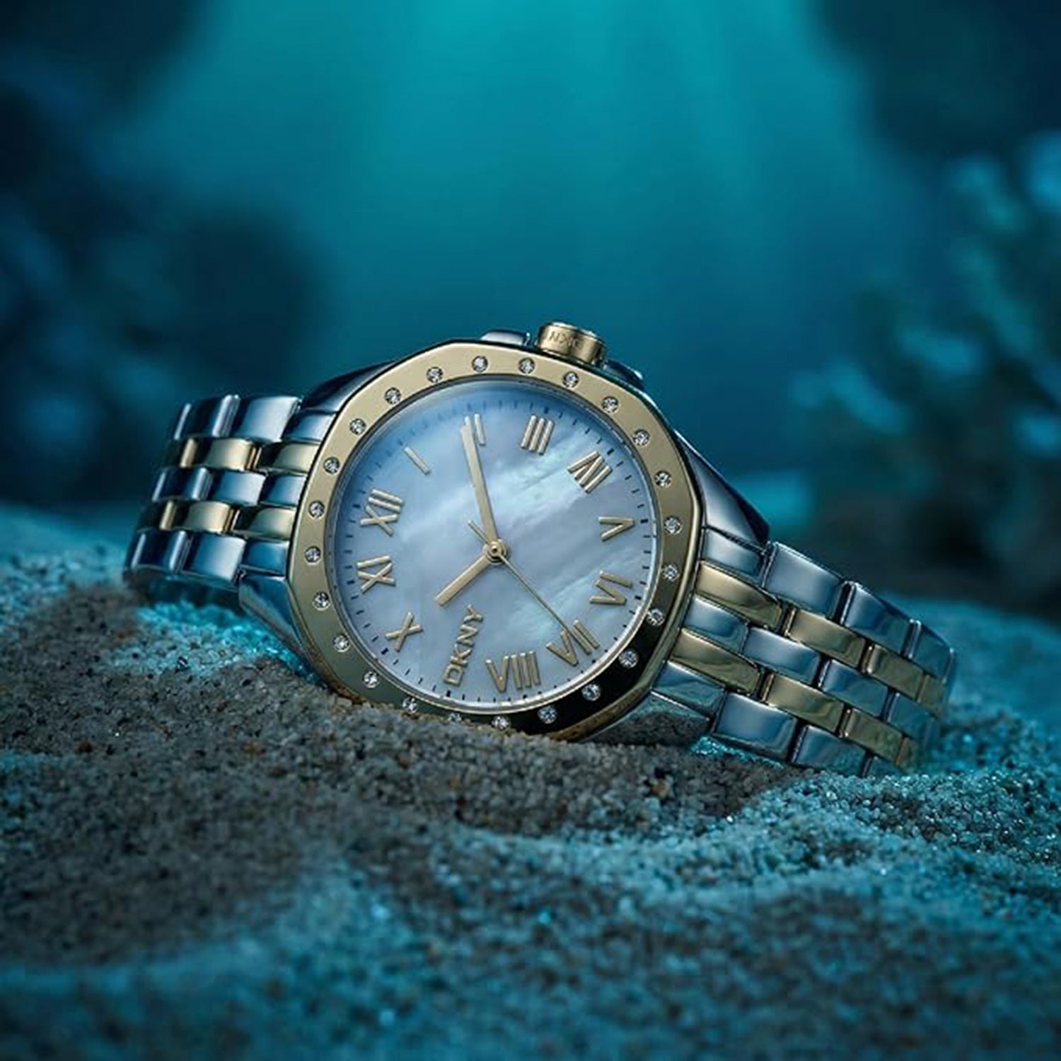 Brooklyn Mini Women Quartz White Mother Of Pearl Dial Analog Stainless Steel Watch DK1L013M0085