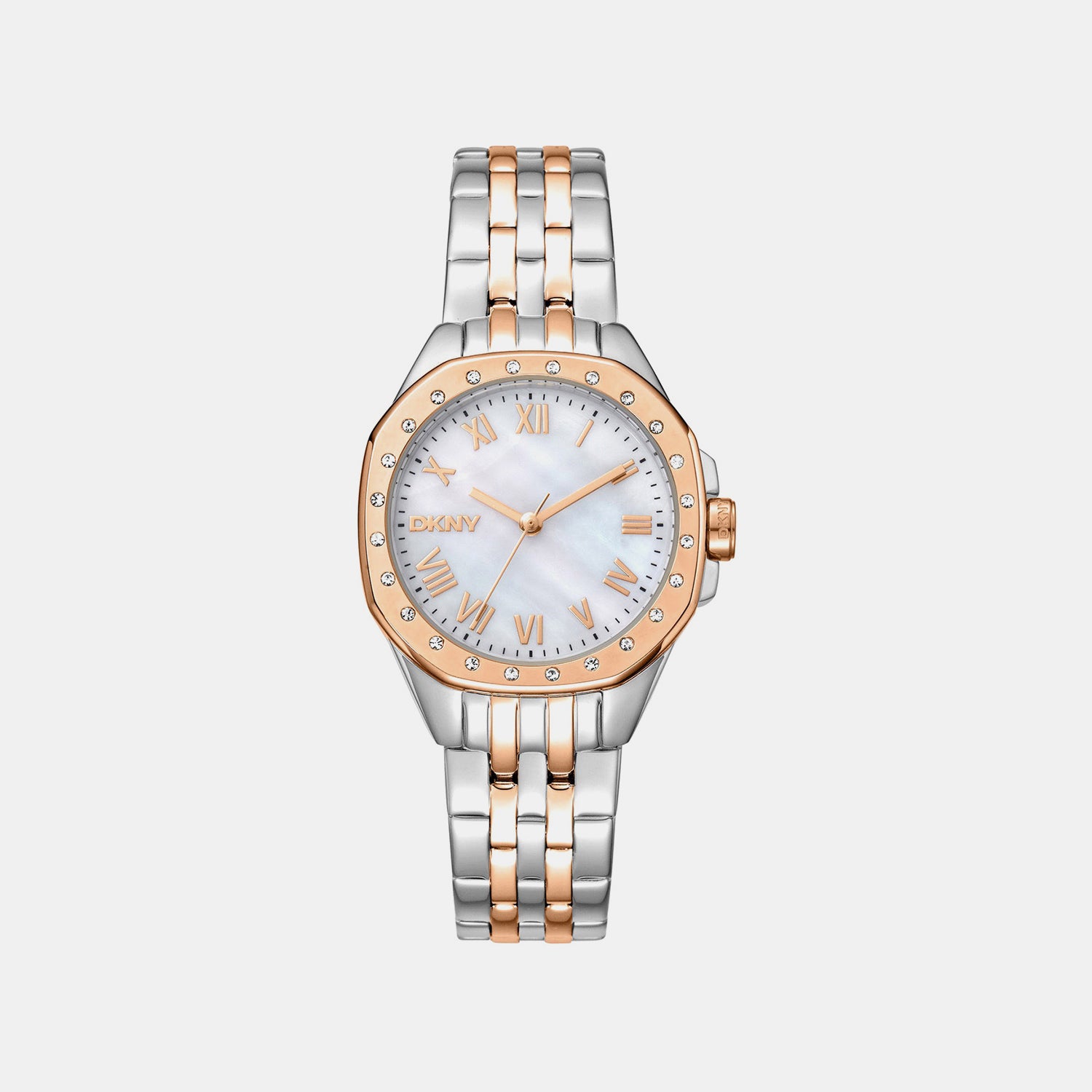 Brooklyn Mini Women Quartz White Mother Of Pearl Dial Analog Stainless Steel Watch DK1L013M0105