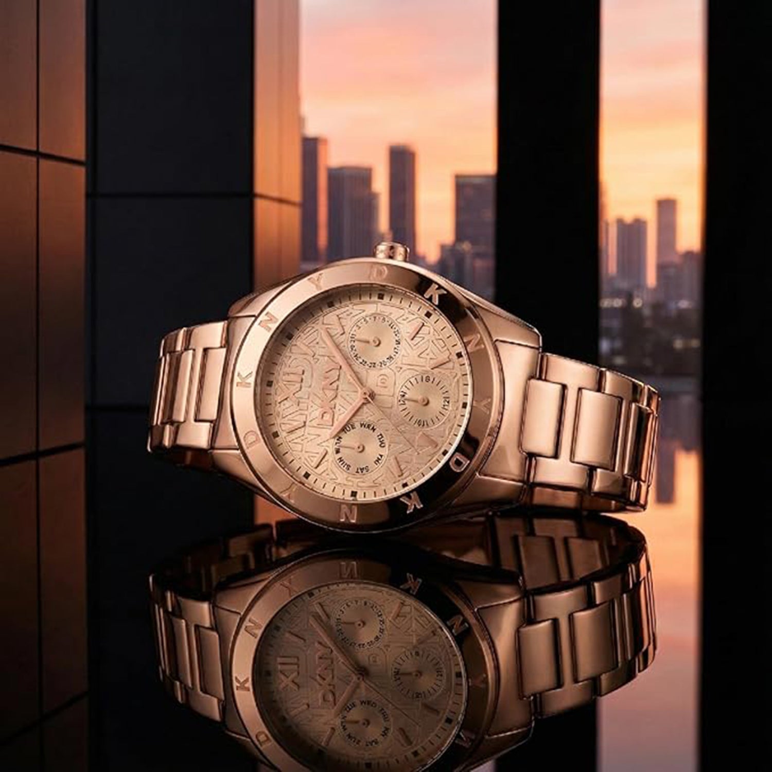 Chambers Multi Sport Women Quartz Rose Gold Dial Multi-Function Stainless Steel Watch DK1L015M0045