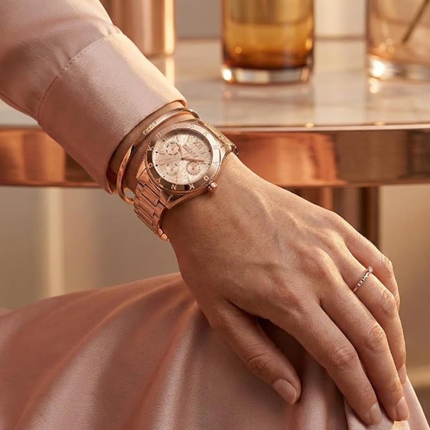 Chambers Multi Sport Women Quartz Rose Gold Dial Multi-Function Stainless Steel Watch DK1L015M0045