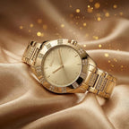 Park Ave Glitz Women Quartz Champagne Dial Analog Stainless Steel Watch DK1L019M0035