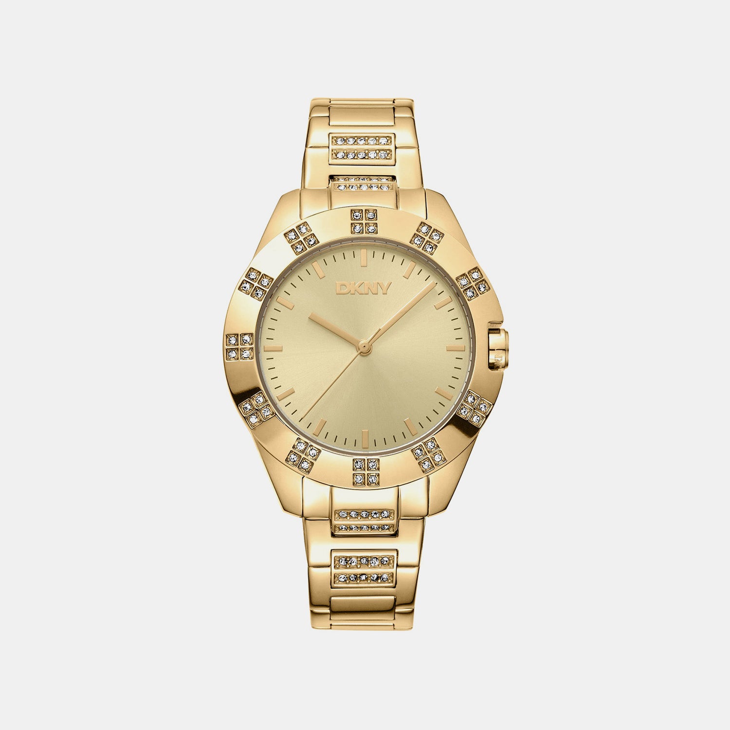 Park Ave Glitz Women Quartz Champagne Dial Analog Stainless Steel Watch DK1L019M0035