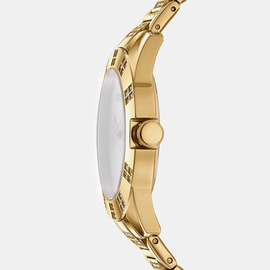 Park Ave Glitz Women Quartz Champagne Dial Analog Stainless Steel Watch DK1L019M0035