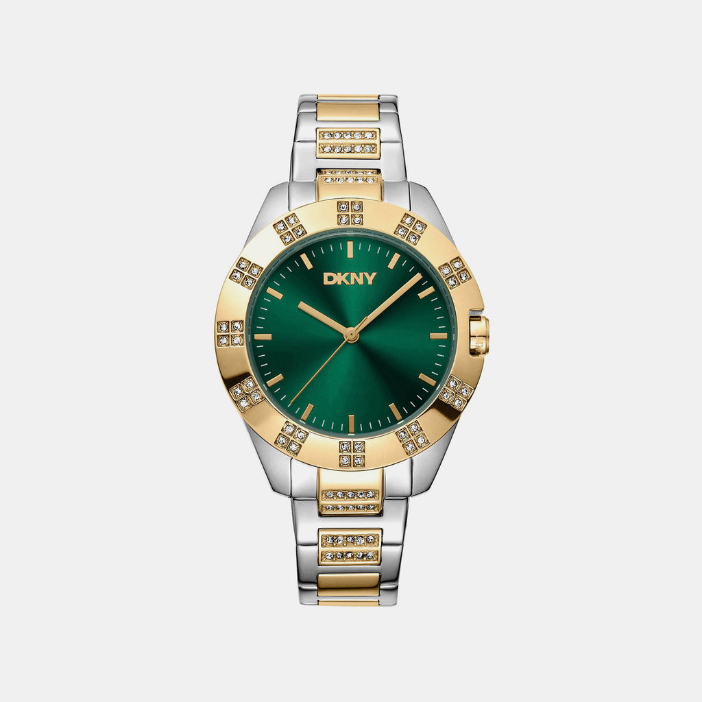 Park Ave Glitz Women Quartz Green Dial Analog Stainless Steel Watch DK1L019M0065