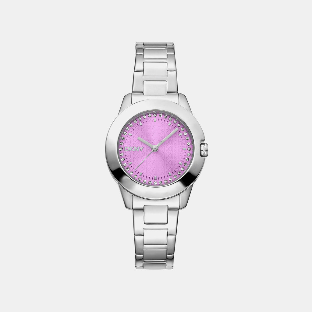 Park Ave Logo Women Quartz Pink Dial Analog Stainless Steel Watch DK1L021M0045