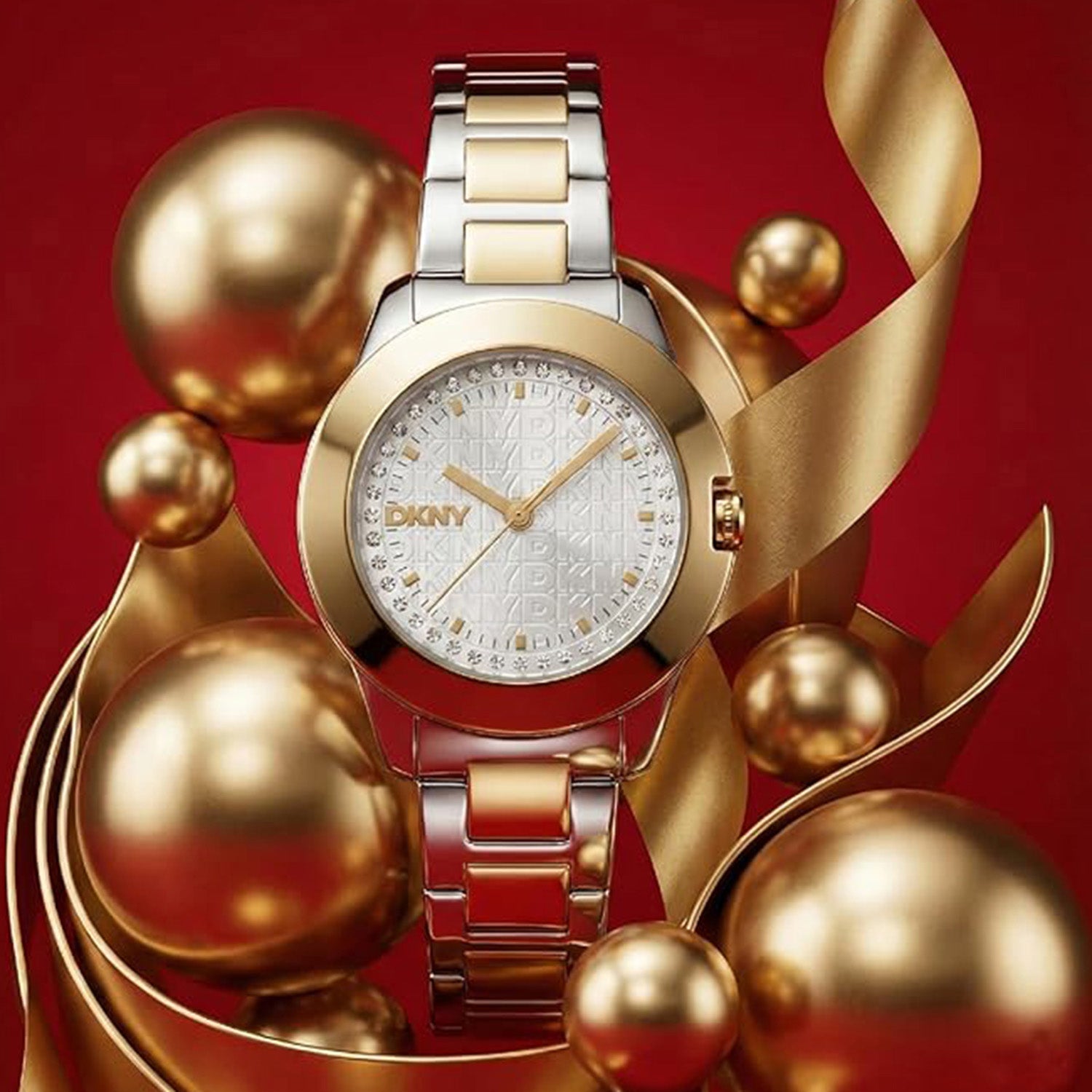 Park Ave Logo Women Quartz Silver Dial Analog Stainless Steel Watch DK1L021M0075