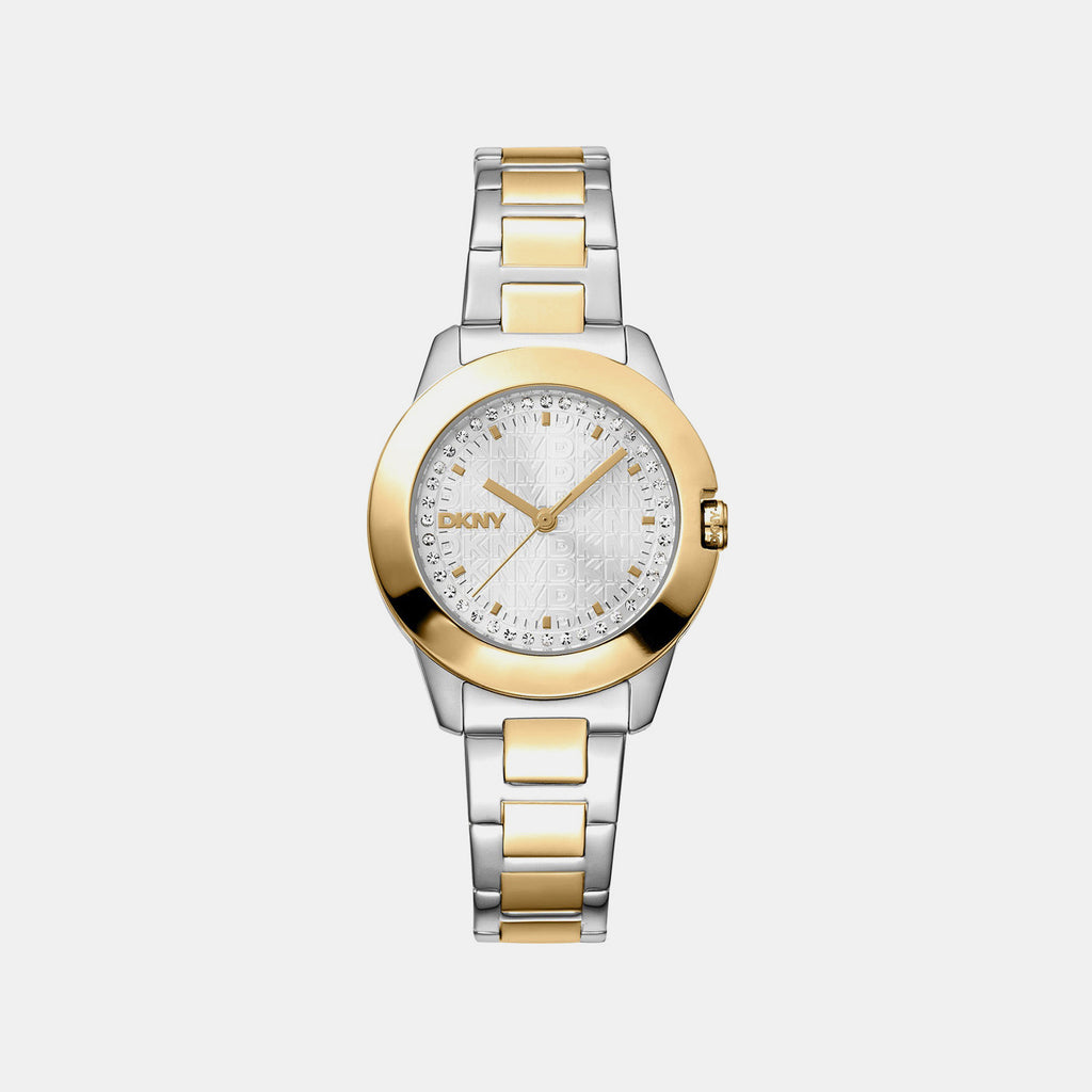 Park Ave Logo Women Quartz Silver Dial Analog Stainless Steel Watch DK1L021M0075