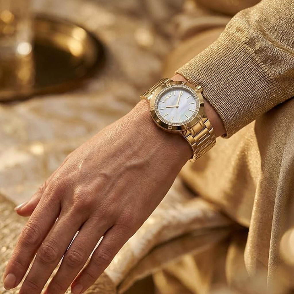 Eastside Logo Women Quartz Mother Of Pearl Dial Analog Stainless Steel Watch DK1L023M0035