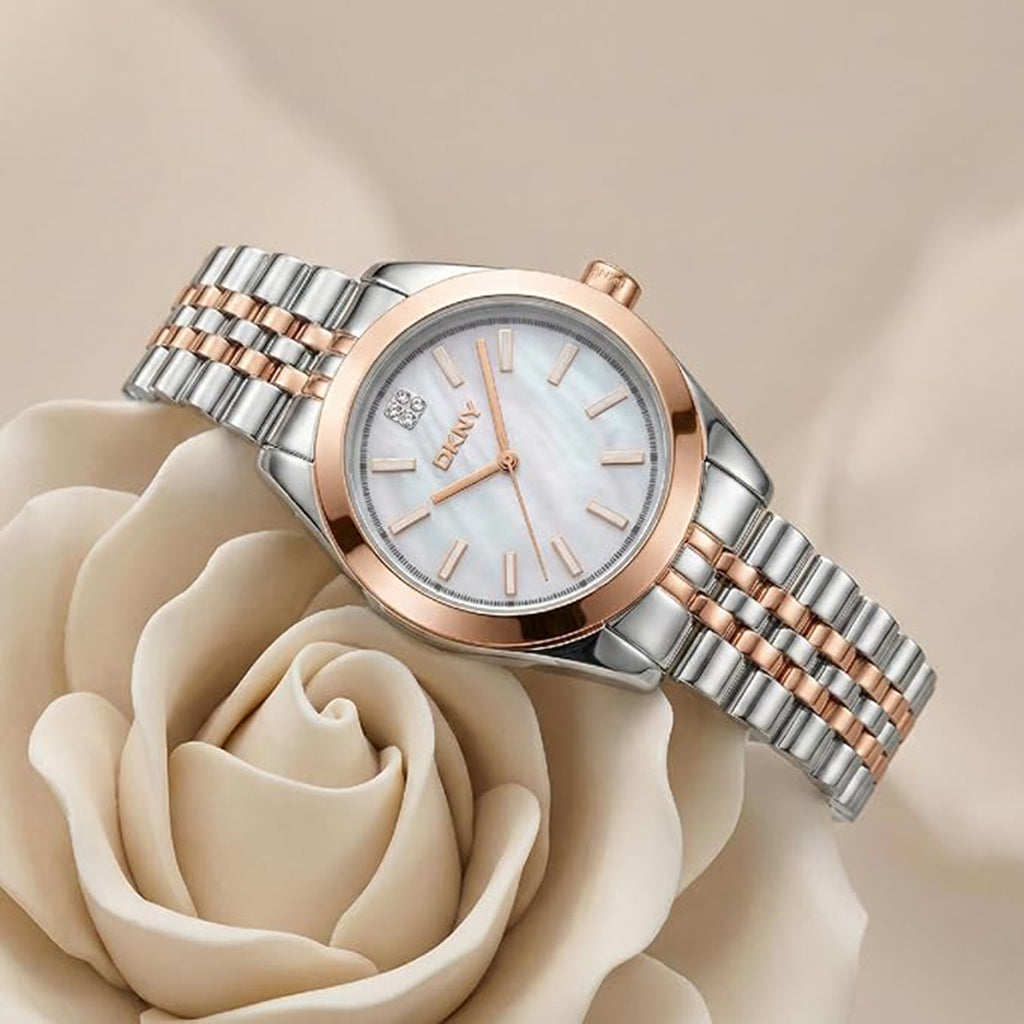 Nolita Midi Women Quartz White Mother Of Pearl Dial Analog Stainless Steel Watch DK1L029M0095