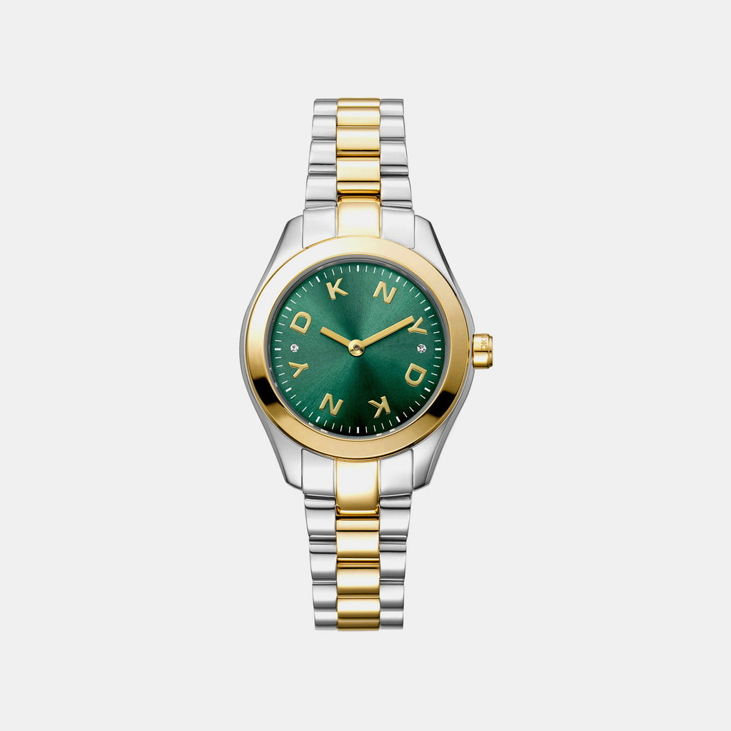 Astoria Logo Women Quartz Green Dial Analog Stainless Steel Watch DK1L033M0085