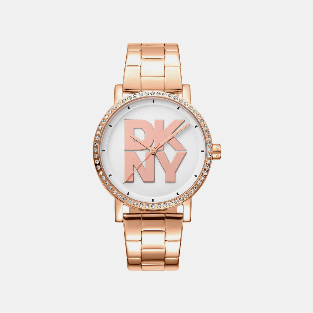 Soho Logo Women Quartz Silver Dial Analog Stainless Steel Watch DK1L035M0065