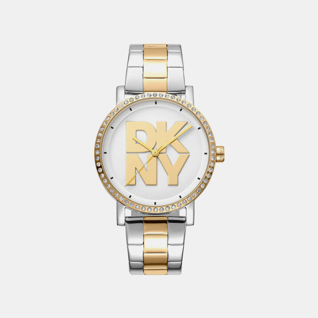 Soho Logo Women Quartz Silver Dial Analog Stainless Steel Watch DK1L035M0075
