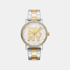 Soho Logo Women Quartz Silver Dial Analog Stainless Steel Watch DK1L035M0075