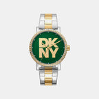 Soho Logo Women Quartz Green Dial Analog Stainless Steel Watch DK1L035M0085