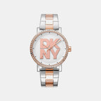 Soho Logo Women Quartz Silver Dial Analog Stainless Steel Watch DK1L035M0095
