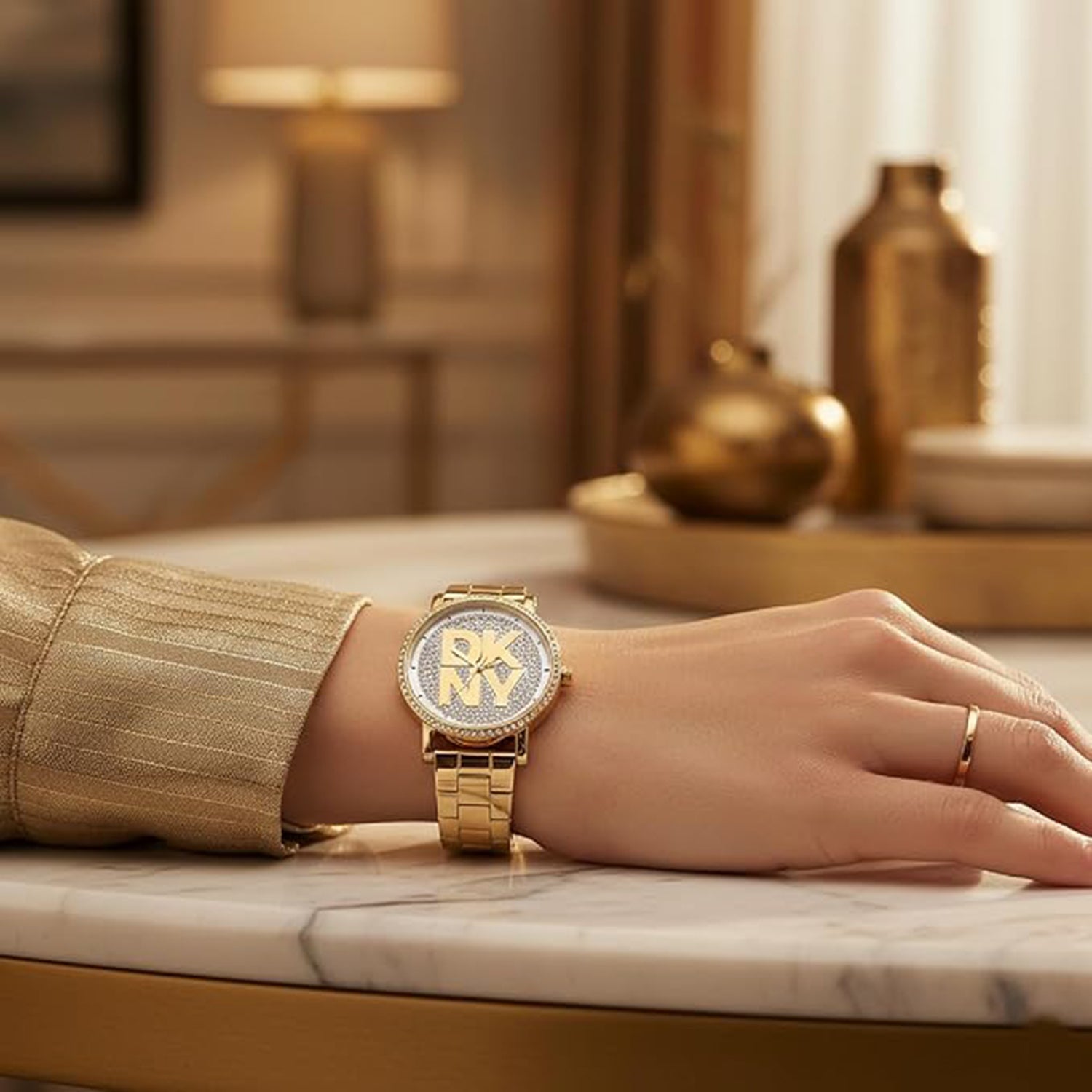 Soho Logo Women Quartz Silver Dial Analog Stainless Steel Watch DK1L035M0215