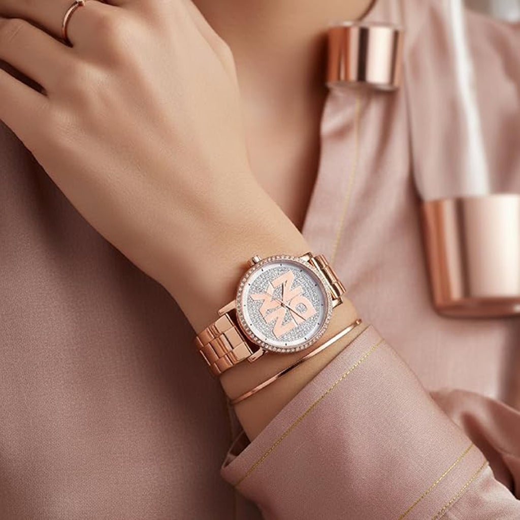 Soho Logo Women Quartz Silver Dial Analog Stainless Steel Watch DK1L035M0225