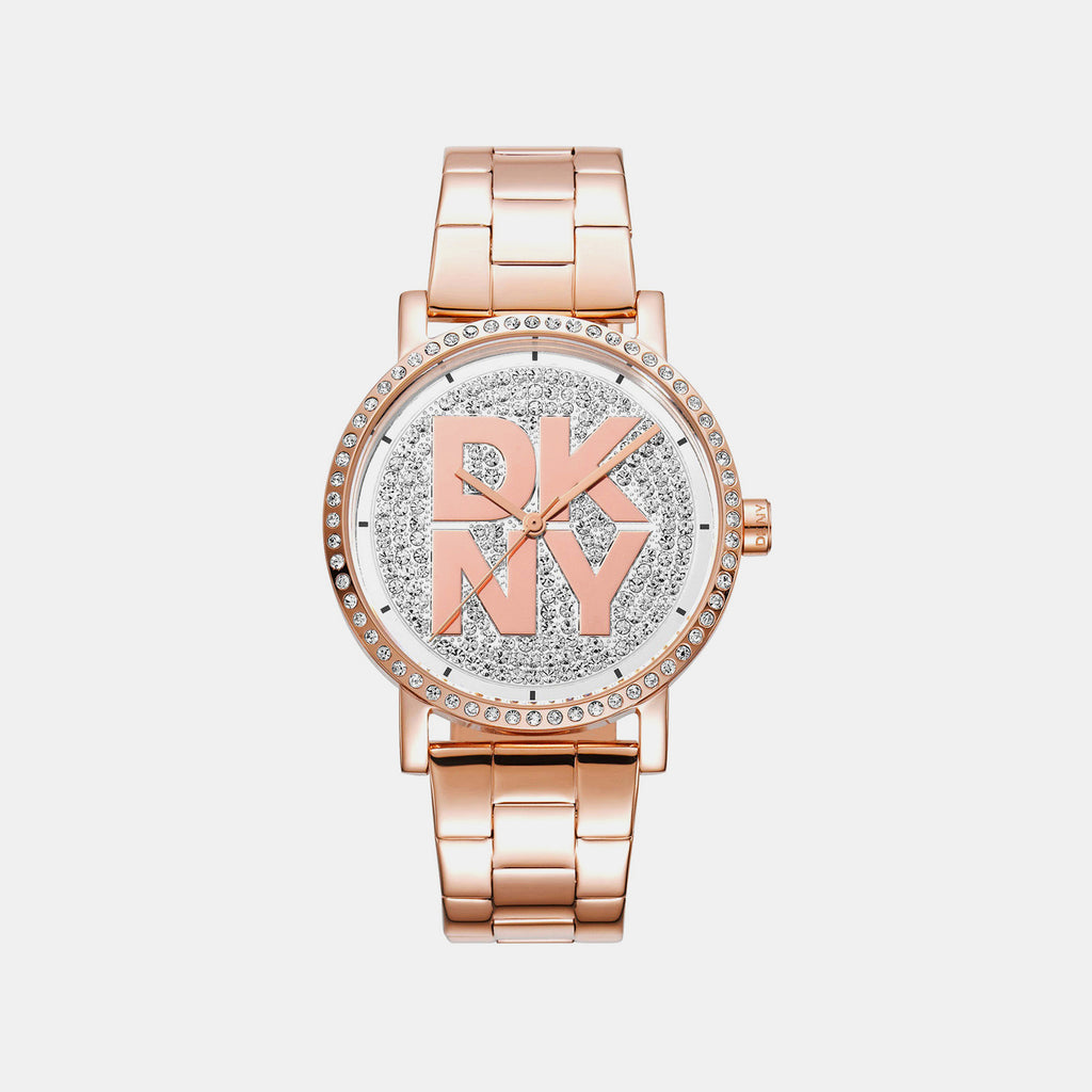 Soho Logo Women Quartz Silver Dial Analog Stainless Steel Watch DK1L035M0225