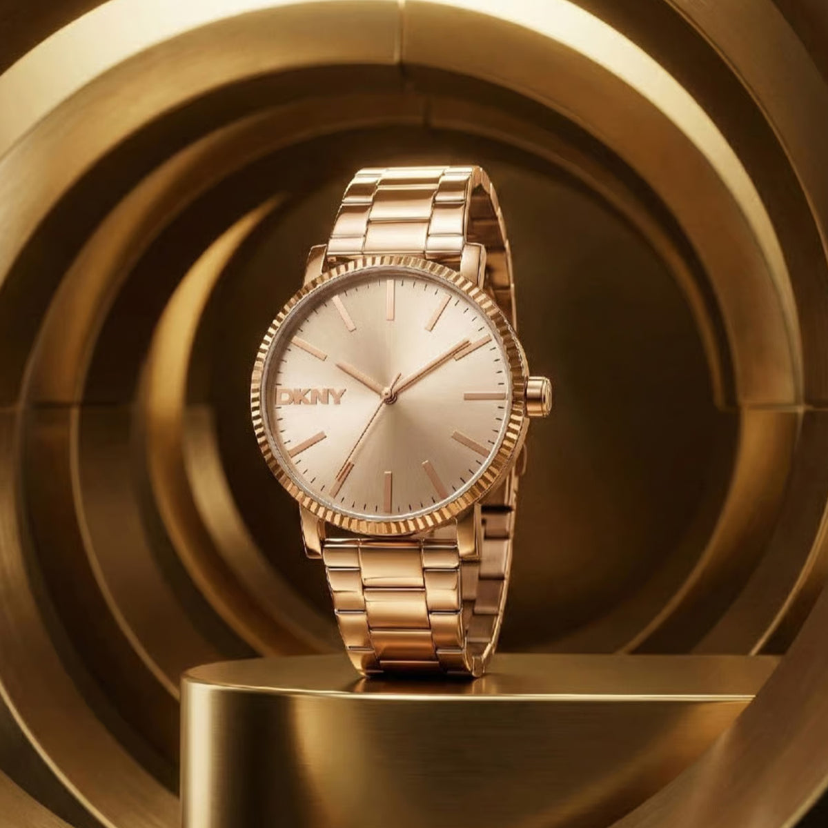 Soho Midi Women Quartz Rose Gold Dial Analog Stainless Steel Watch DK1L036M0075
