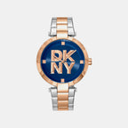 Essential Logo Women Quartz Blue Dial Analog Stainless Steel Watch DK1L041M0095