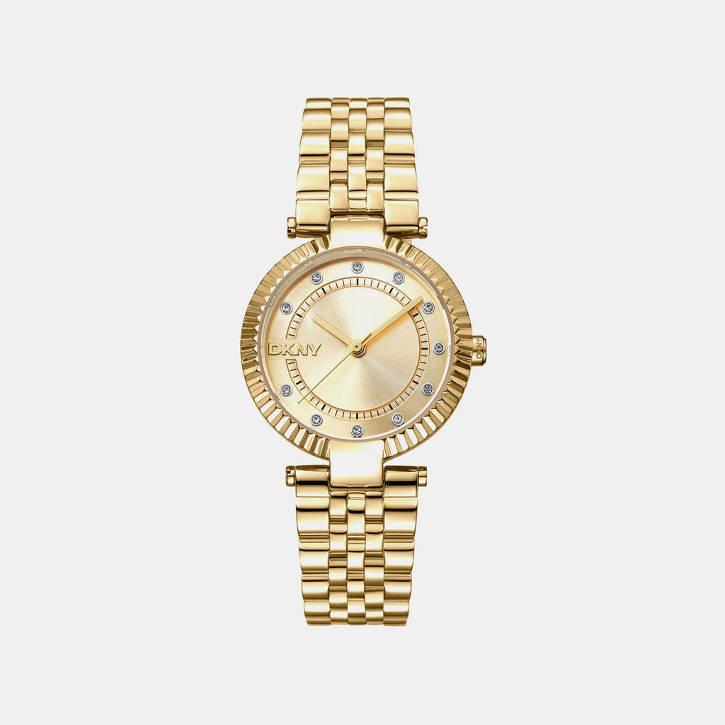 Essential Glitz Women Quartz Champagne Dial Analog Stainless Steel Watch DK1L042M0055