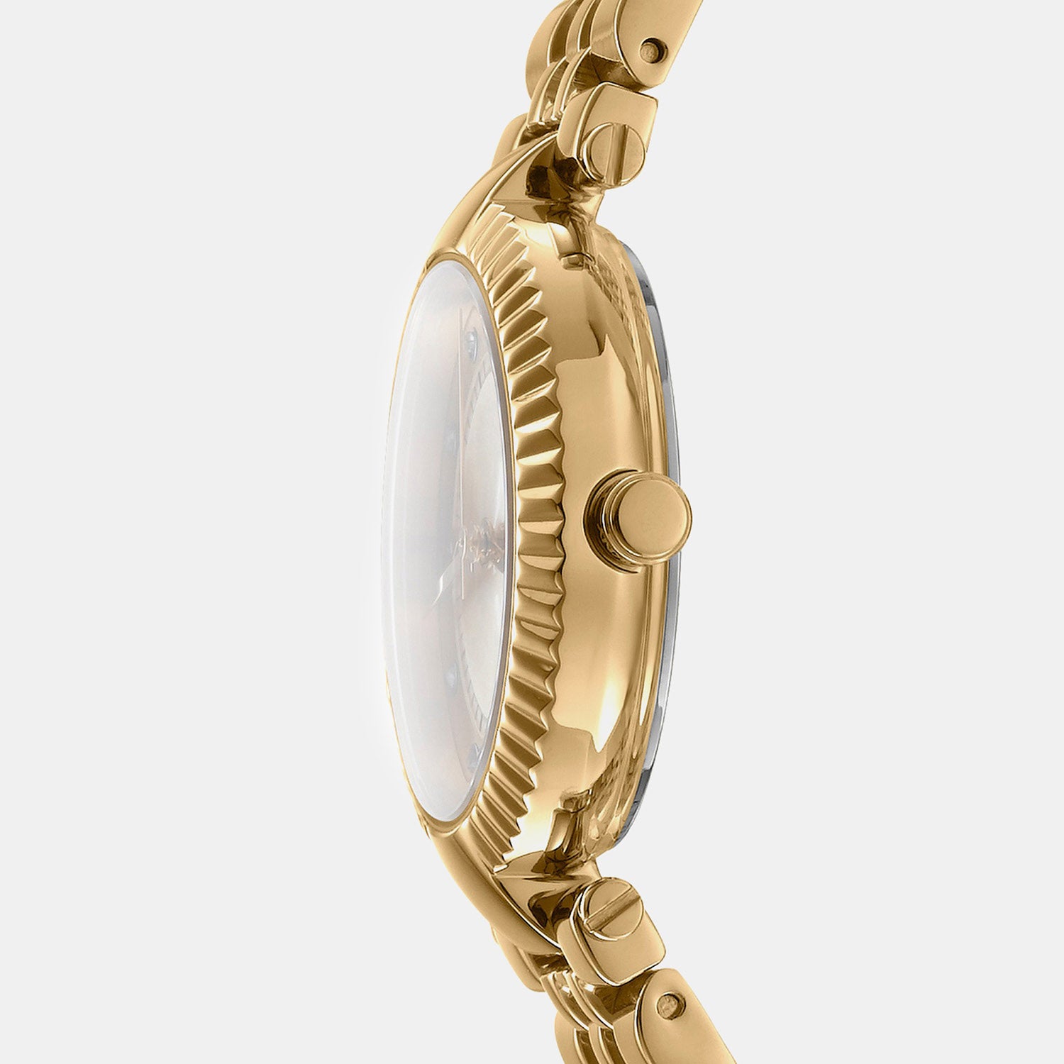 Essential Glitz Women Quartz Champagne Dial Analog Stainless Steel Watch DK1L042M0055