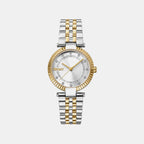 Essential Glitz Women Quartz Silver Dial Analog Stainless Steel Watch DK1L042M0065