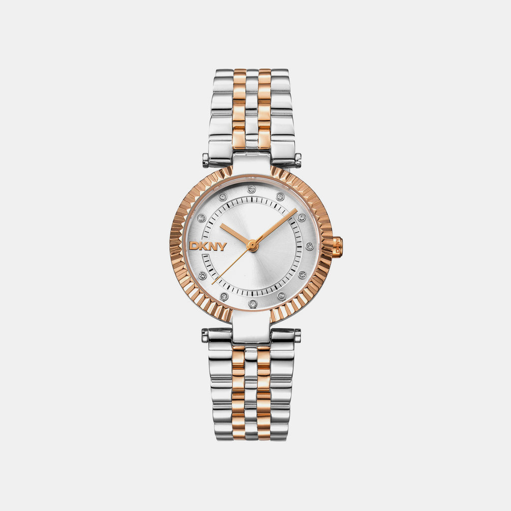 Essential Glitz Women Quartz Silver Dial Analog Stainless Steel Watch DK1L042M0085