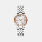 Essential Glitz Women Quartz Silver Dial Analog Stainless Steel Watch DK1L042M0085