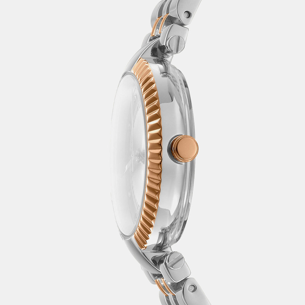 Essential Glitz Women Quartz Silver Dial Analog Stainless Steel Watch DK1L042M0085