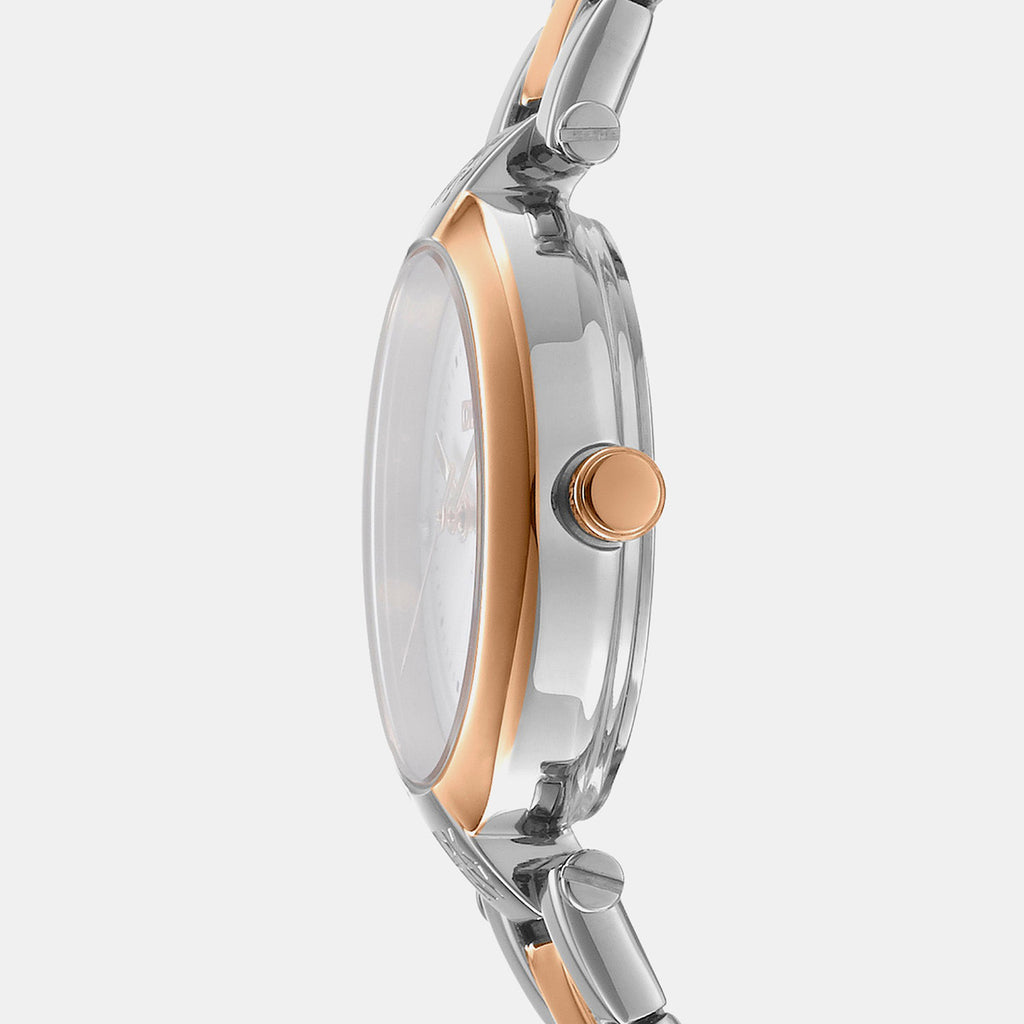 Essential Mini Women Quartz Mother Of Pearl Dial Analog Stainless Steel Watch DK1L043M0095