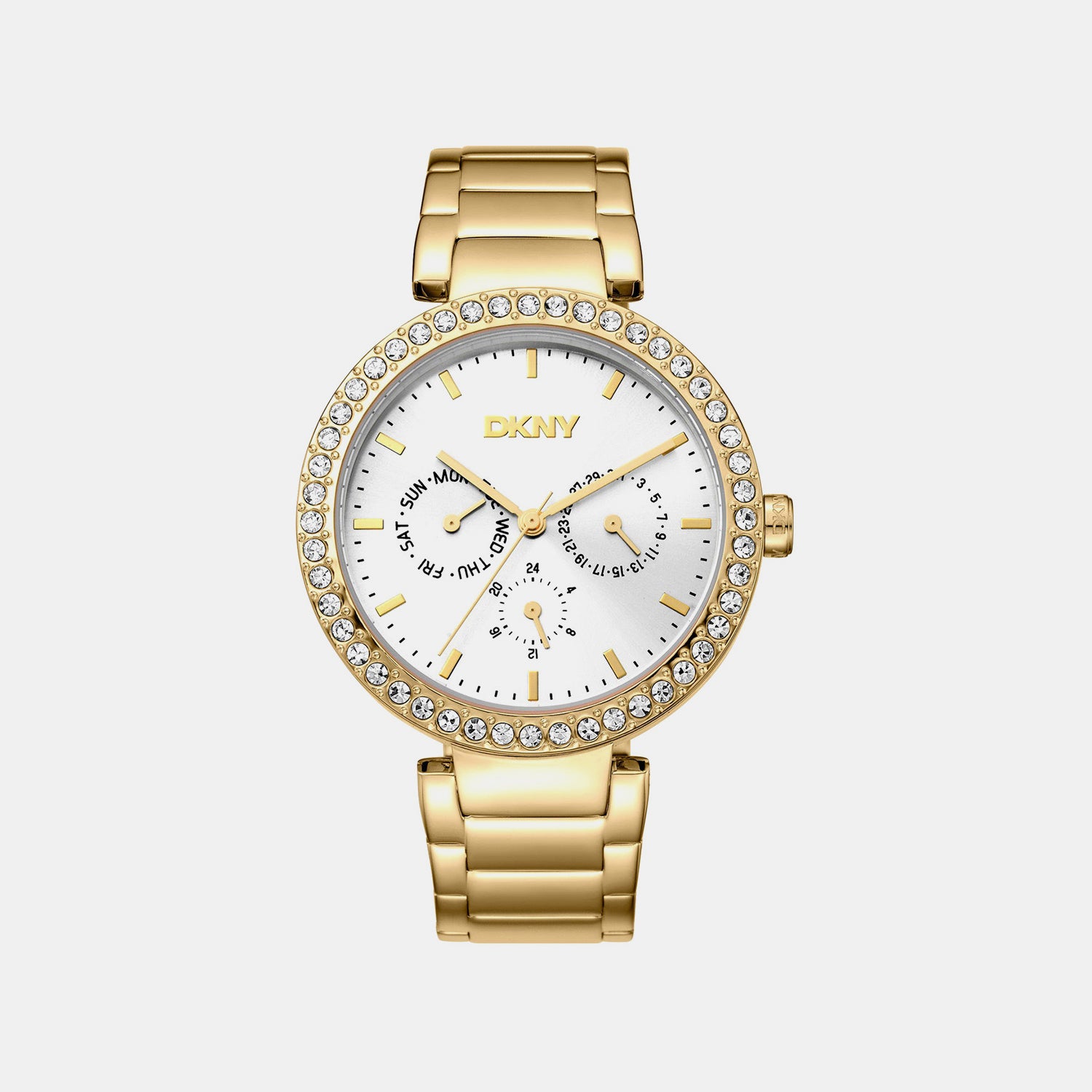 Downtown Glitz Women Quartz Silver Dial Multi-Function Stainless Steel Watch DK1L044M0055