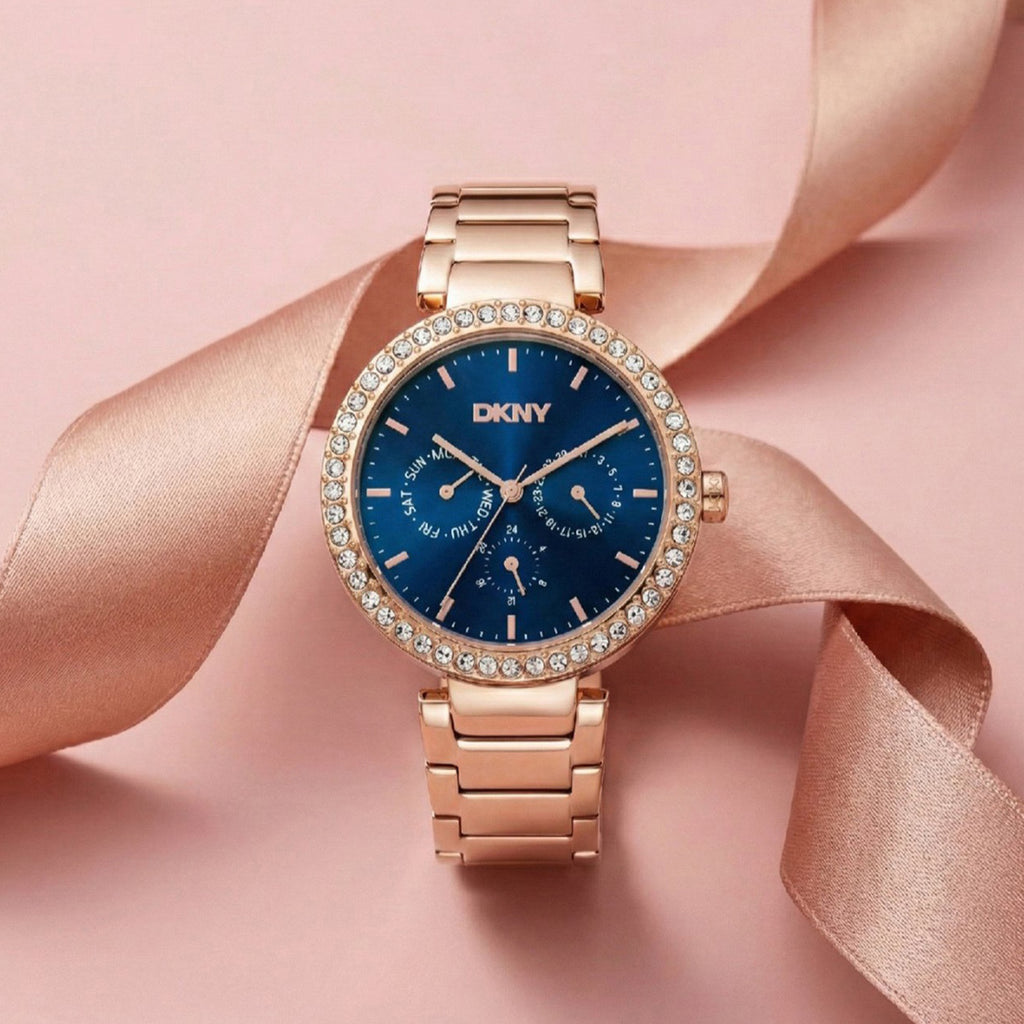 Downtown Glitz Women Quartz Blue Dial Multi-Function Stainless Steel Watch DK1L044M0065