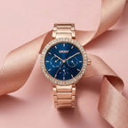 Downtown Glitz Women Quartz Blue Dial Multi-Function Stainless Steel Watch DK1L044M0065
