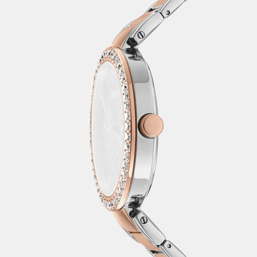 Downtown Glitz Women Quartz Silver Dial Multi-Function Stainless Steel Watch DK1L044M0095