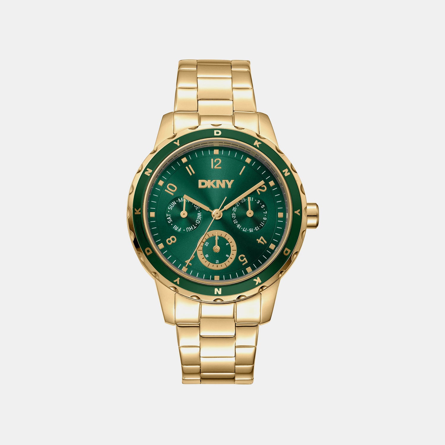 Park Ave Multi Women Quartz Green Dial Multi-Function Stainless Steel Watch DK1L054M0055