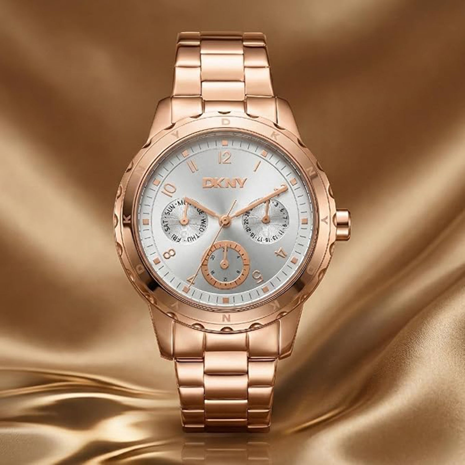 Park Ave Multi Women Quartz Silver Dial Multi-Function Stainless Steel Watch DK1L054M0065