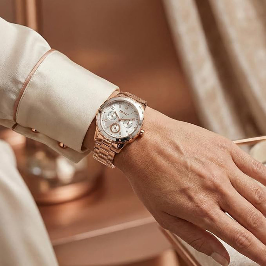 Park Ave Multi Women Quartz Silver Dial Multi-Function Stainless Steel Watch DK1L054M0065